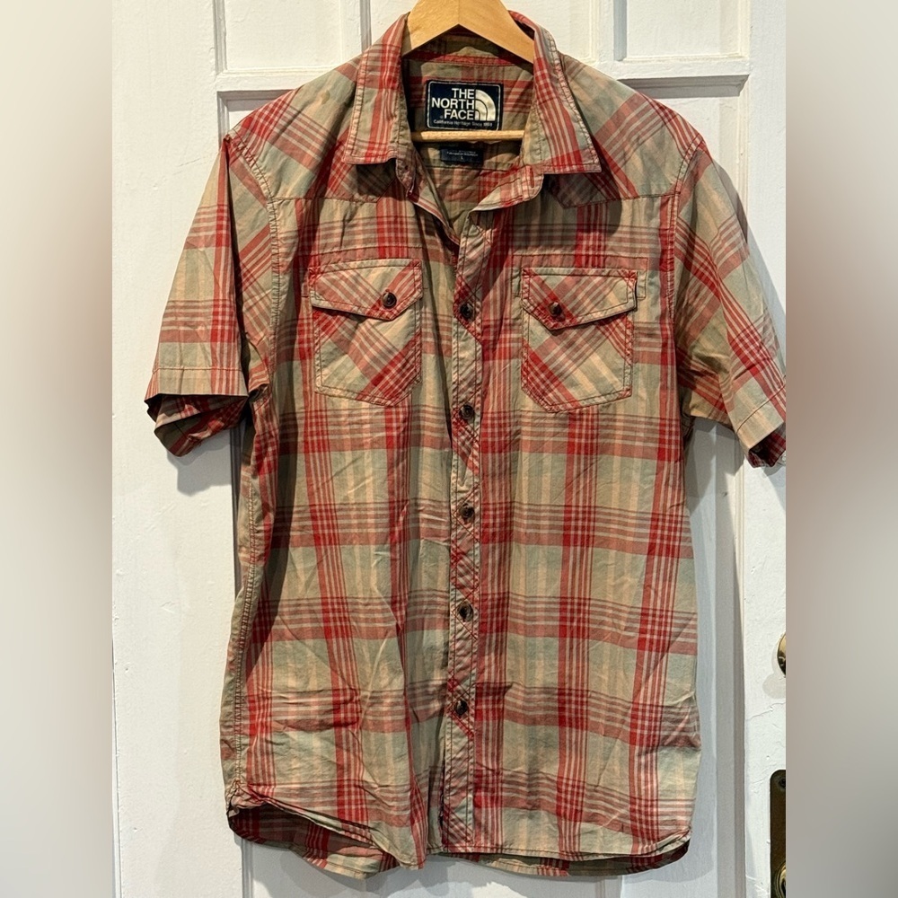 The North Face Red and Tan Plaid Men's Shirt
